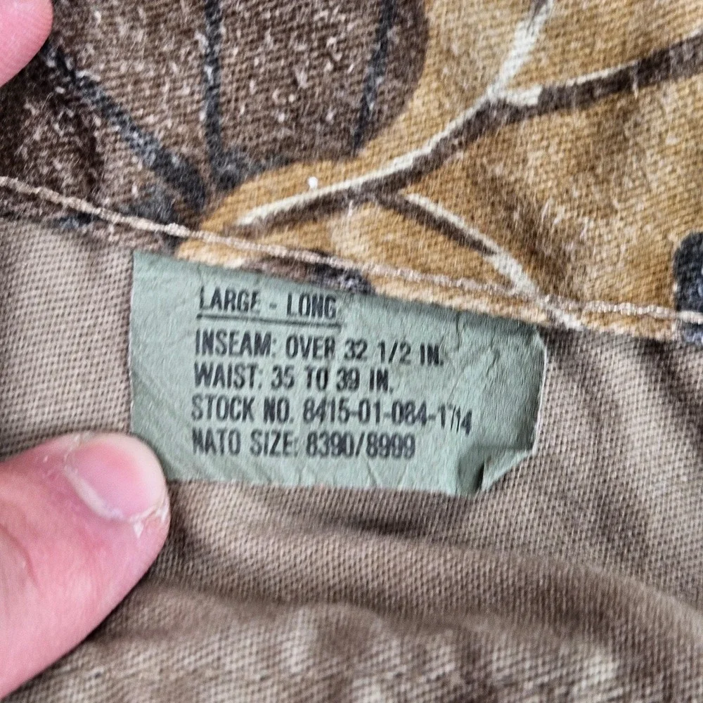 Vintage Military Advantage Timber Camo BDU Uniform Set Men L Long Leaf Hunting